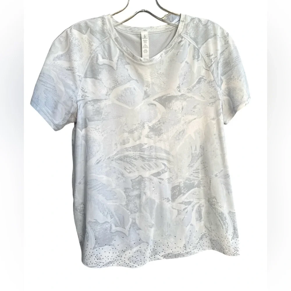 Lululemon Quick Pace Short Sleeve Incognito Camo Alpine White Multi Size 6 Top